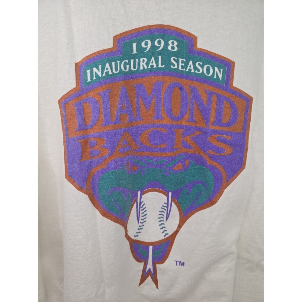 Vintage 1998 Arizona Diamondbacks Inaugural Season Hanes White T Shirt XL EUC